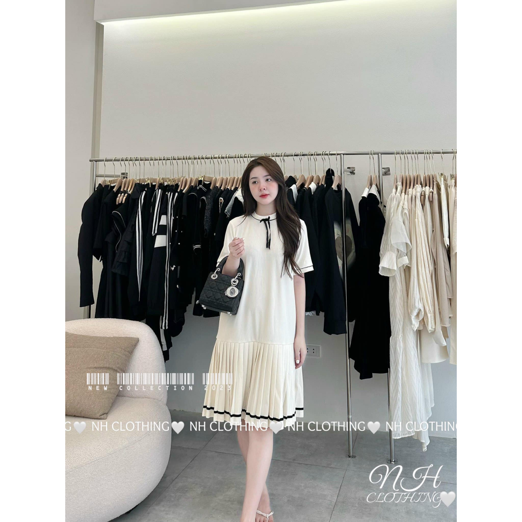 Váy xuông,váy babydoll tăm cổ nơ chân ly