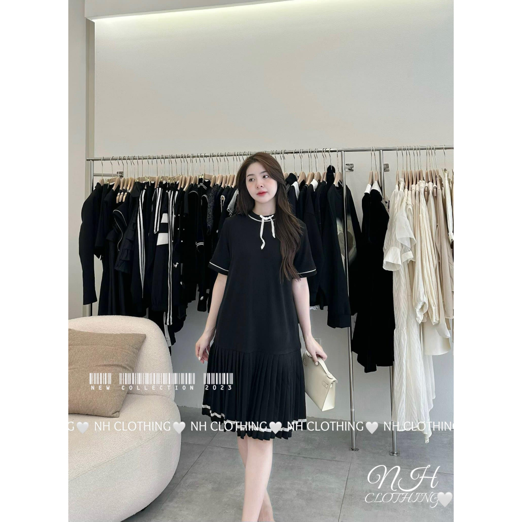 Váy xuông,váy babydoll tăm cổ nơ chân ly