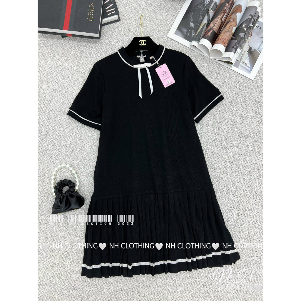 Váy xuông,váy babydoll tăm cổ nơ chân ly
