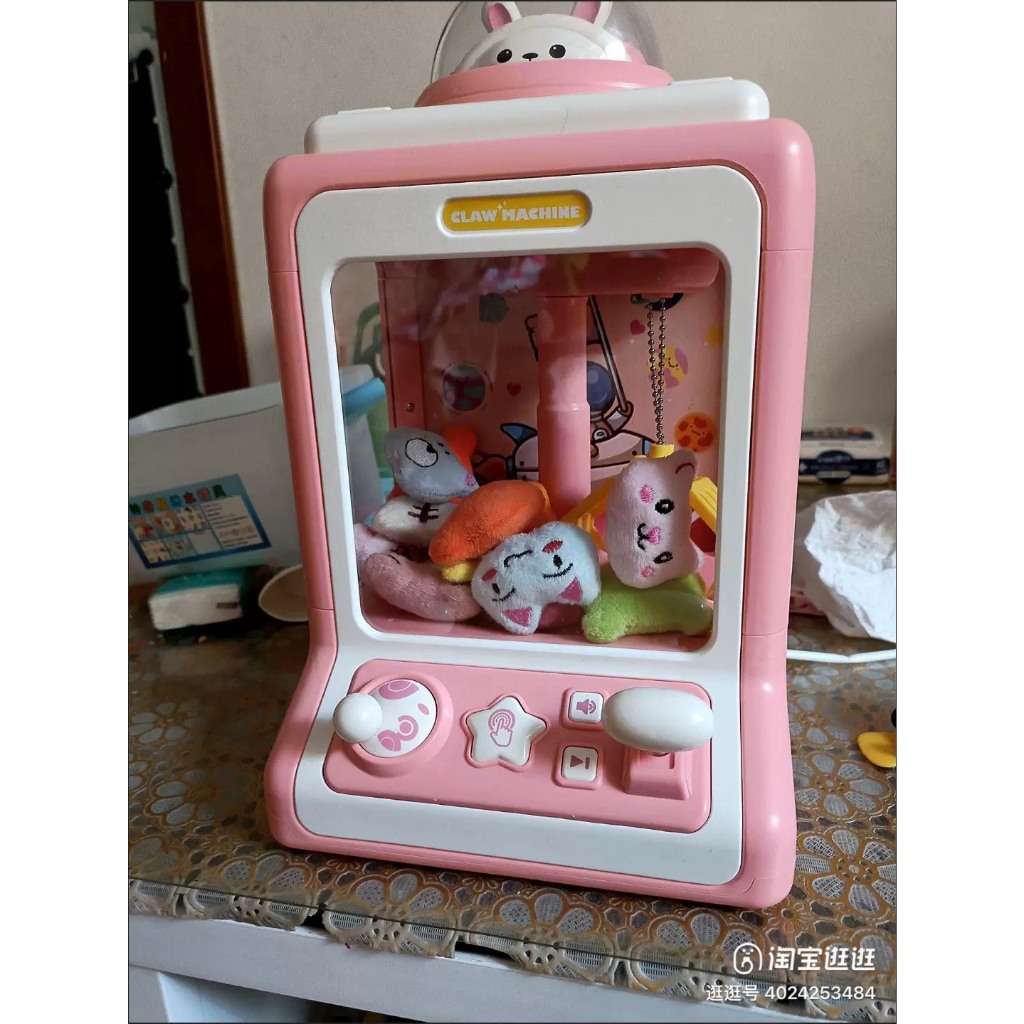 Máy Gắp Thú Bông Mini Dành Cho Bé,Có Nhạc Có Đèn Sẵn 10 Thú Bông, 10 Bóng Cho Trẻ Em