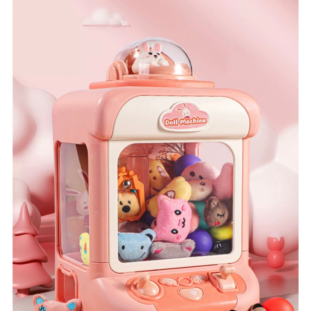 Máy Gắp Thú Bông Mini Dành Cho Bé,Có Nhạc Có Đèn Sẵn 10 Thú Bông, 10 Bóng Cho Trẻ Em
