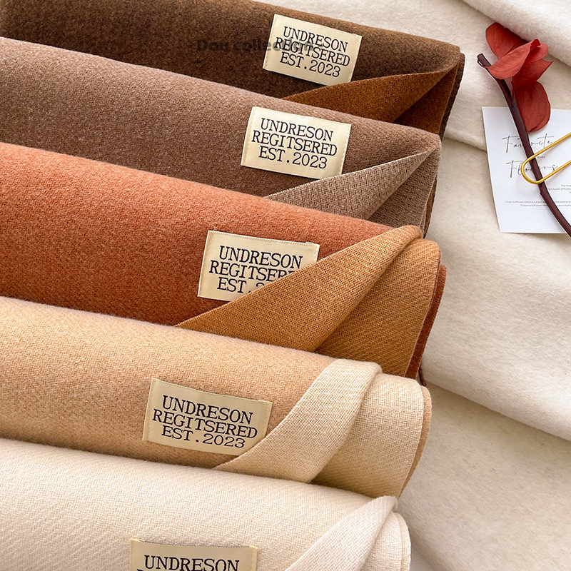 Khăn len trơn unisex, Khăn cashmere choàng cổ trơn phối tua rua đơn giản thời trang thu đông - 65x200cm - Mã LN138