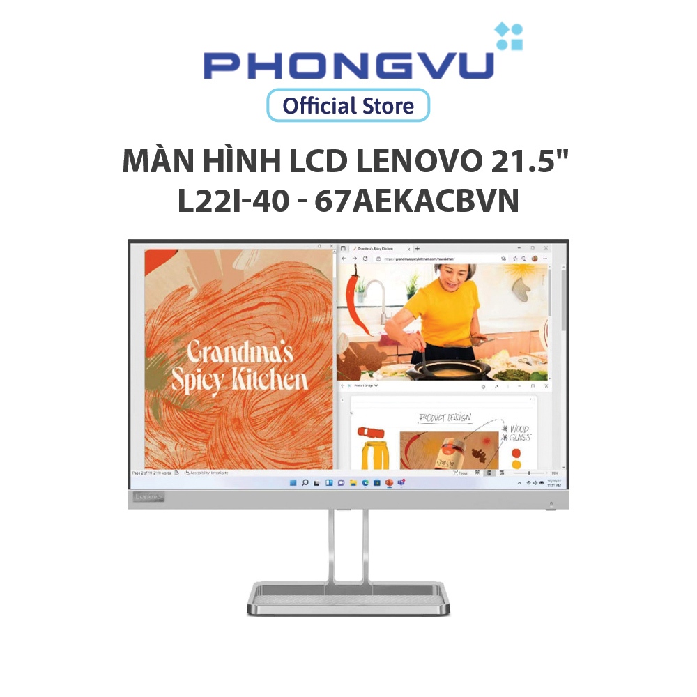 Màn hình LCD Lenovo 21.5" L22i-40 - 67AEKACBVN (1920 x 1080/ IPS/ 75Hz/ 4ms) - Bảo hành 36 tháng