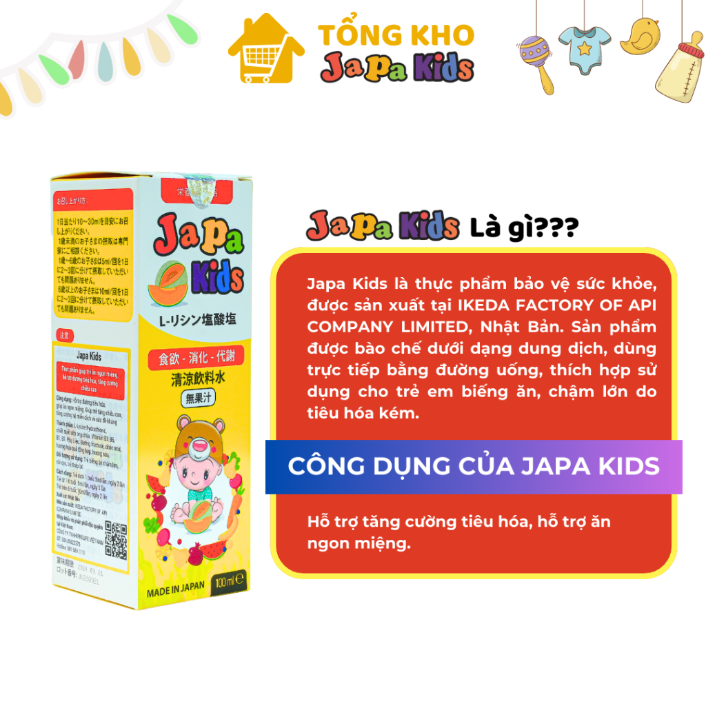 Japa Kids Chính Hãng Siro Ăn Ngon Cho Bé Hỗ Trợ Bé Tăng Cân Thúc Đẩy Vị Giác Hấp Thụ Tốt Hơn