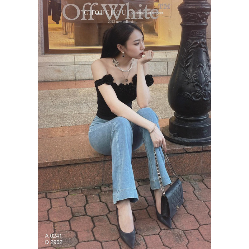 Quần Jeans Loe 2 Vuông Lưng Cao Vip