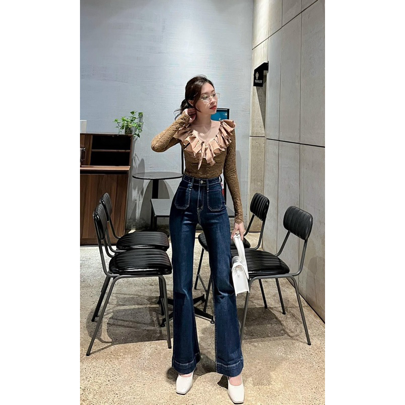 Quần Jeans Loe 2 Vuông Lưng Cao Vip