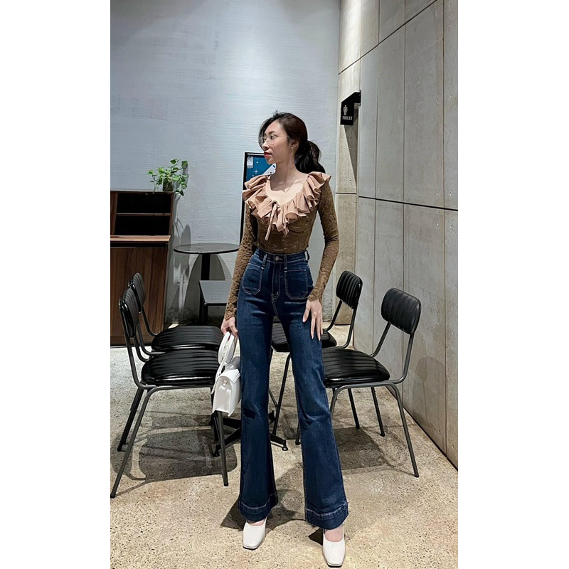 Quần Jeans Loe 2 Vuông Lưng Cao Vip