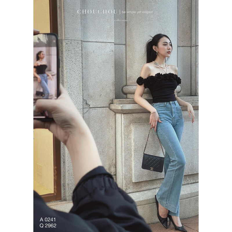 Quần Jeans Loe 2 Vuông Lưng Cao Vip