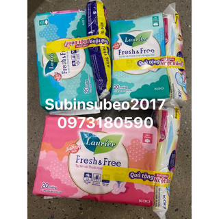 BĂNG VỆ SINH FRESH& free laurier 20 miếng tặng 2 miếng ban đêm giá bìa 39k/35k