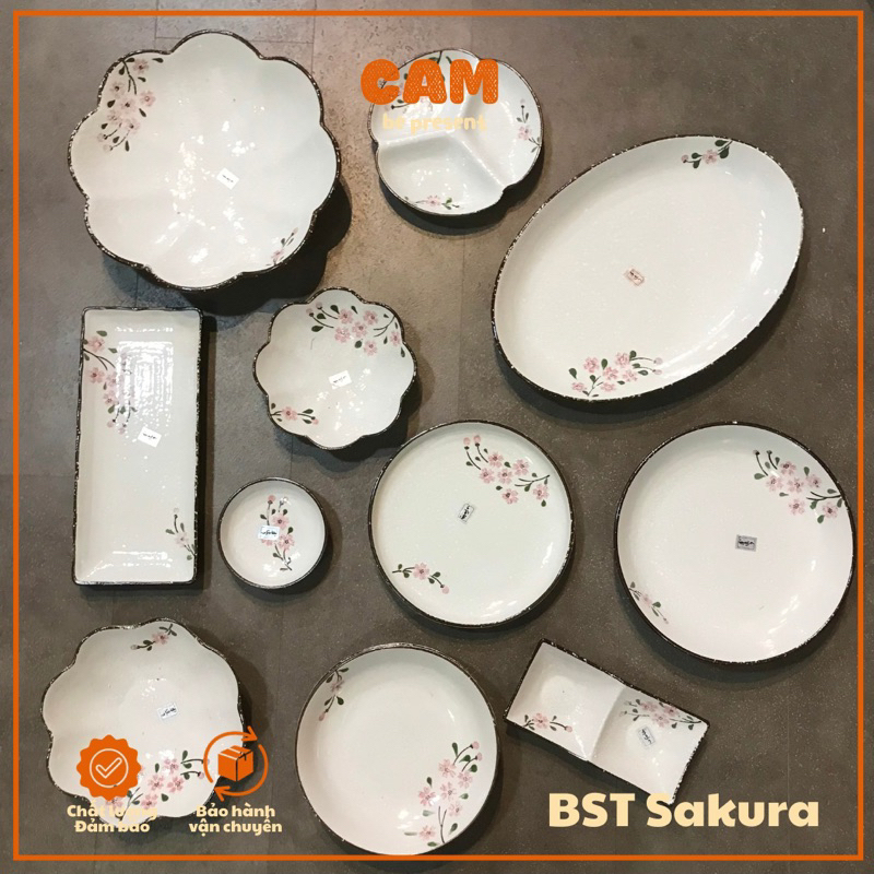 SỨ MEN TUYẾT - Bộ chén bát đĩa sứ họa tuyết hoa sakura thiết kế phong cách Nhật; thích hợp làm quà tân gia nhà mớ, cưới
