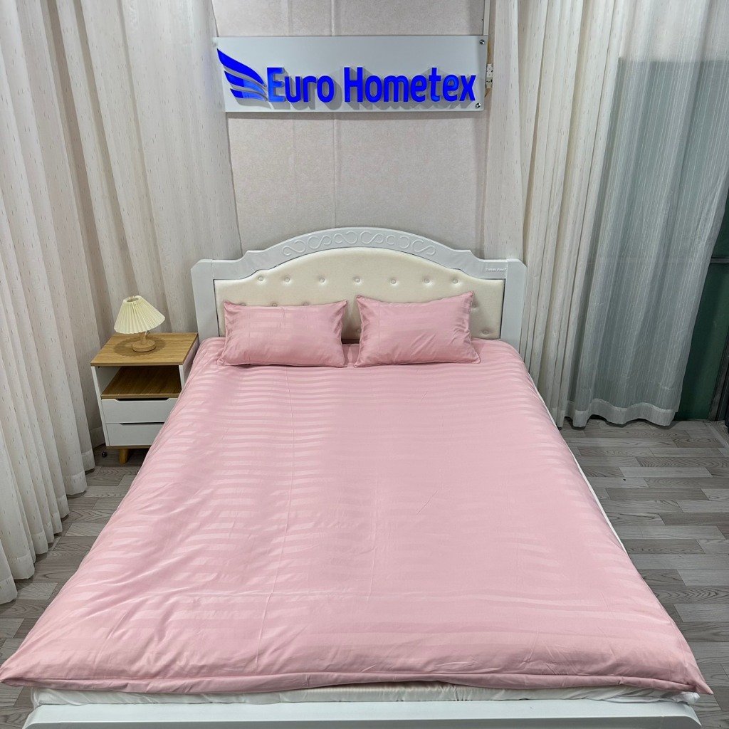 Áo Bọc Nệm Topper,Ga Bọc Nệm 2 Mặt Có Khóa Kéo Vải Cotton Sọc 3F Sang Trọng Mát Mẻ Đủ Size EUROHOMETEX
