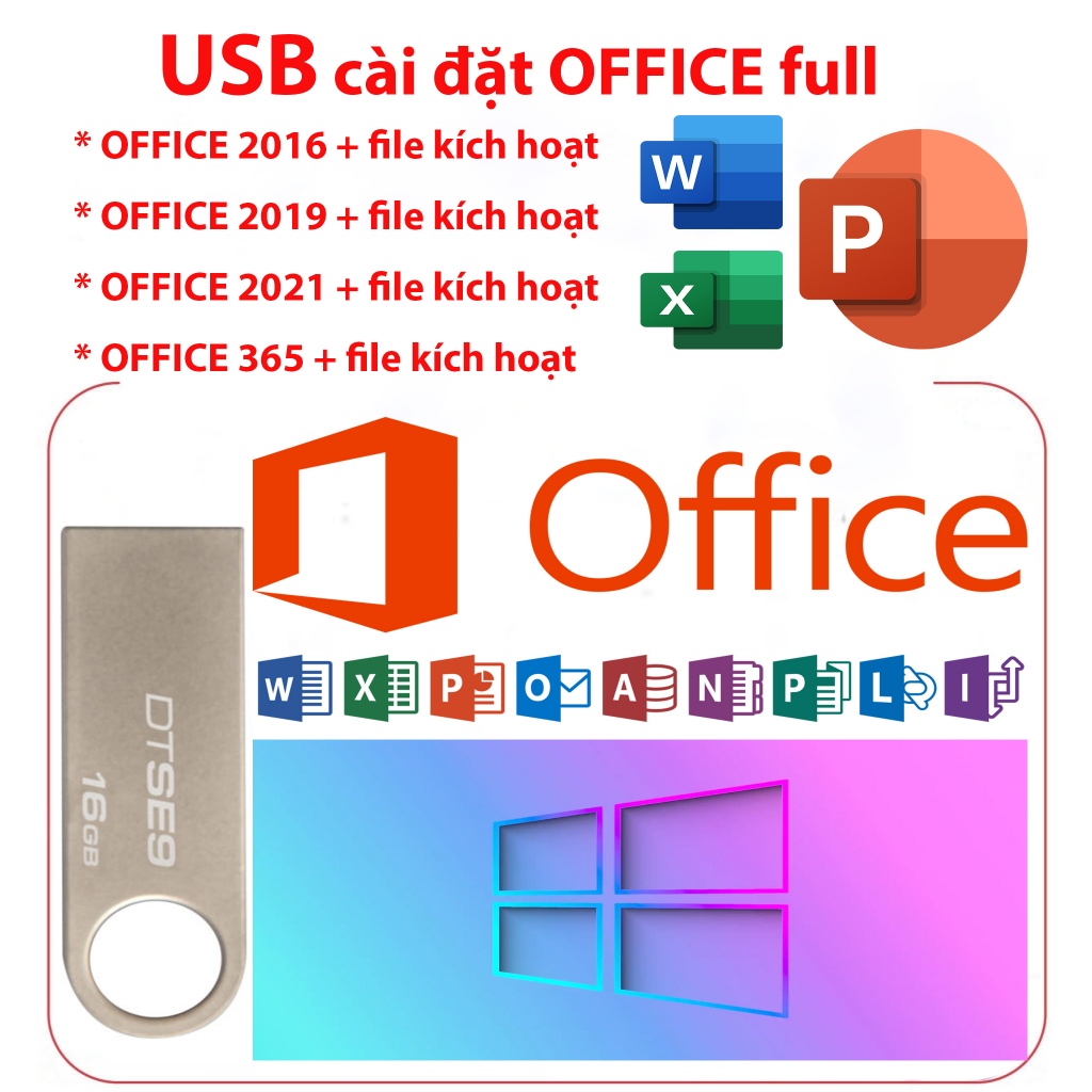 USB cài đặt OFFICE vĩnh viễn  USB 16gb kingston chính hãng