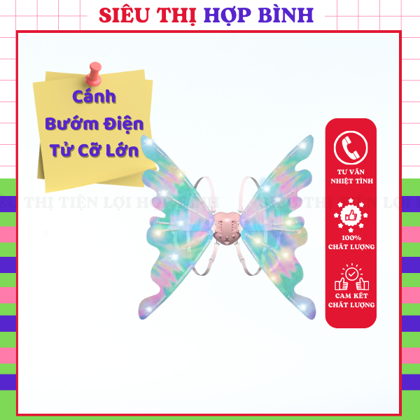 Cánh Bướm Điện Tử Cỡ Lớn, Hoá Trang Cánh Tiên, Thiên Thần - Fairy wings Điện Tử Phát Nhạc Và Đèn