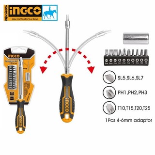 INGCO Bộ 10 đầu tuốc nơ vít đa năng 12 chi tiết Cr-V Screwdriver Set AKSDFL1208