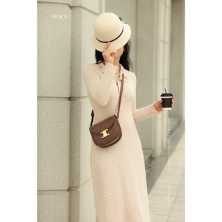 Váy Len co giãn dài tay, Đầm phom suông dài che khuyết điểm, Macs ROSA Dress