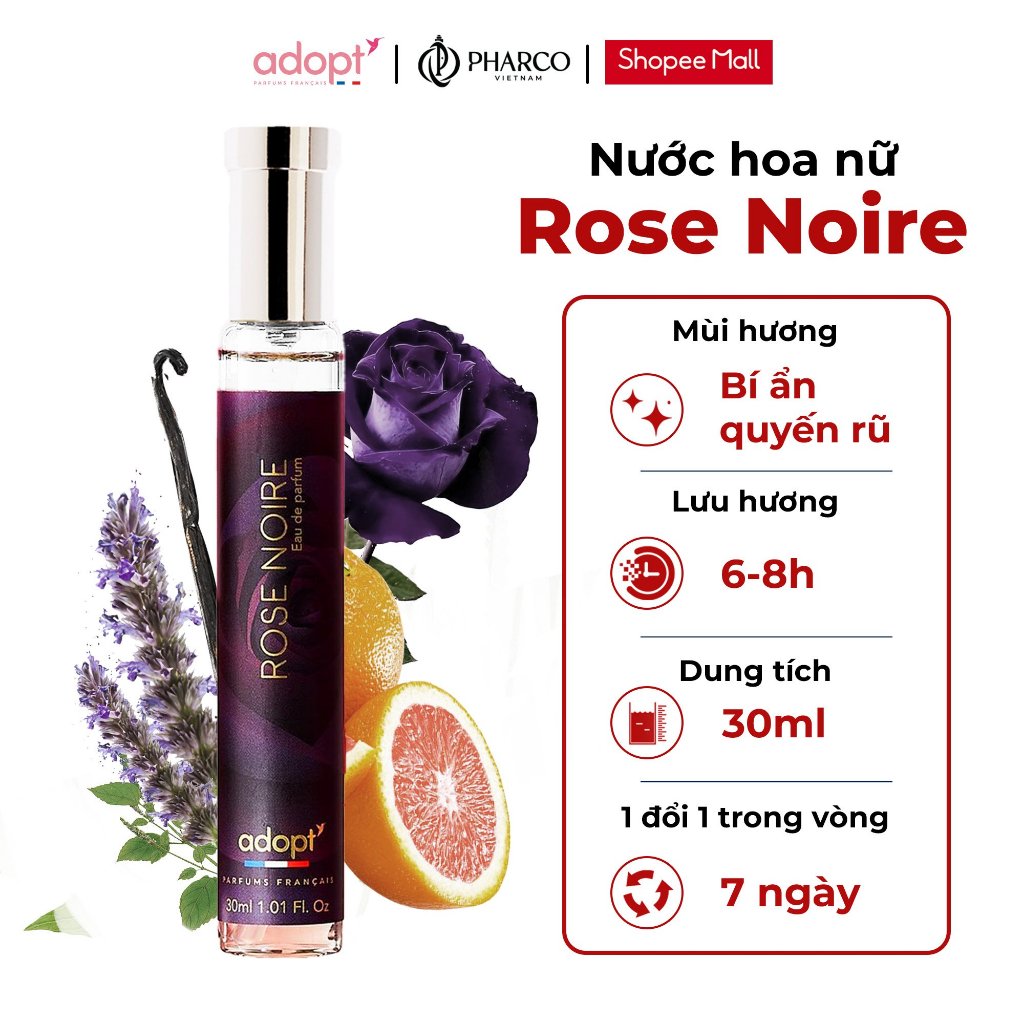 Nước hoa nữ ADOPT Rose Noire EDP 30ML lưu hương lâu Lôi Cuốn Bí Ẩn Quyến Rũ