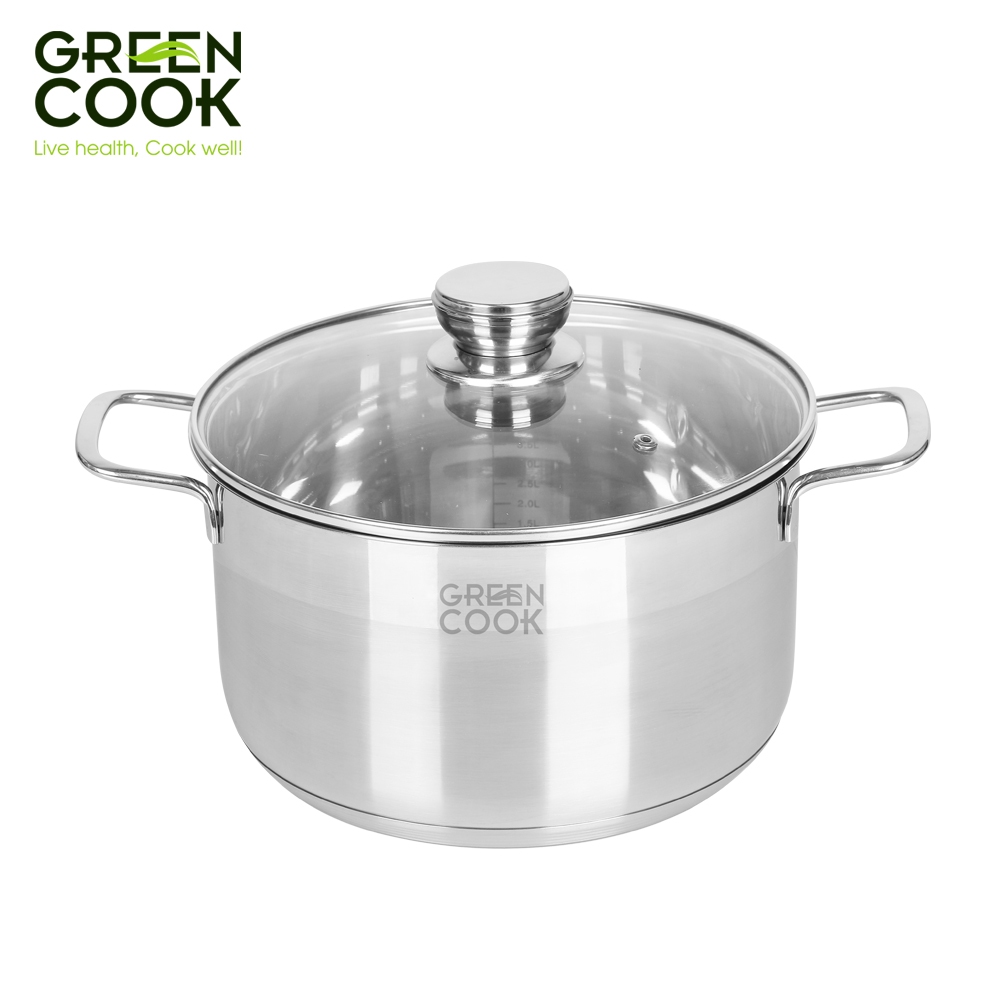 Bộ nồi Inox 201 cao cấp 5 đáy GCS232-T1 Green Cook siêu bền sử dụng được trên bếp từ ( Các loại bếp )