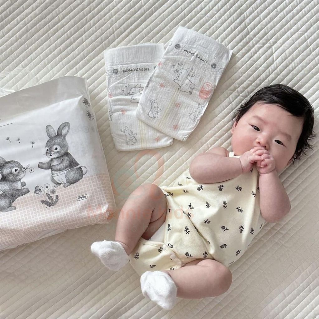 Bỉm dán cho bé Momo Rabbit Eco Singsing S36 M32 L30, tã dán siêu mỏng thấm hút tốt - Monnie Kids