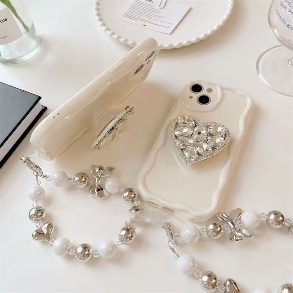 Ốp iphone gắn Trái tim kim cương sang trọng viền nổi cạnh sóng cho 6s/6splus/7/7plus/8/8plus/x/11/12/13/14/15/max/promax