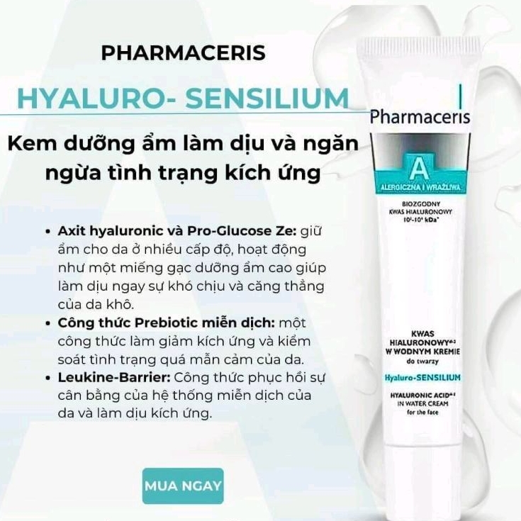 Kem dưỡng ẩm gốc nước Hyaluro Sensilium Pharmaceris