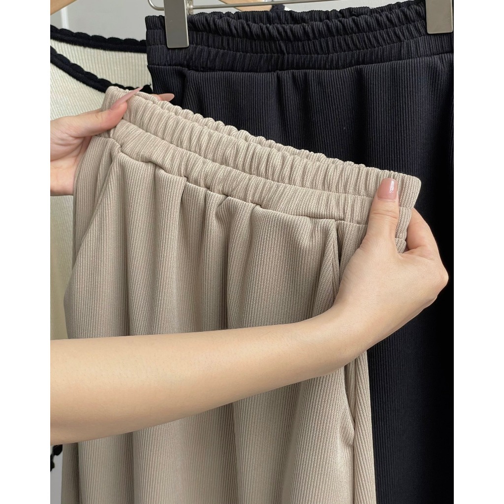 Chân váy nữ nỉ tăm dáng dài cạp chun có túi, chân váy dáng dài phong cách hàn quốc v10239309 By Germe