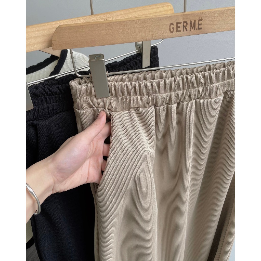 Chân váy nữ nỉ tăm dáng dài cạp chun có túi, chân váy dáng dài phong cách hàn quốc v10239309 By Germe