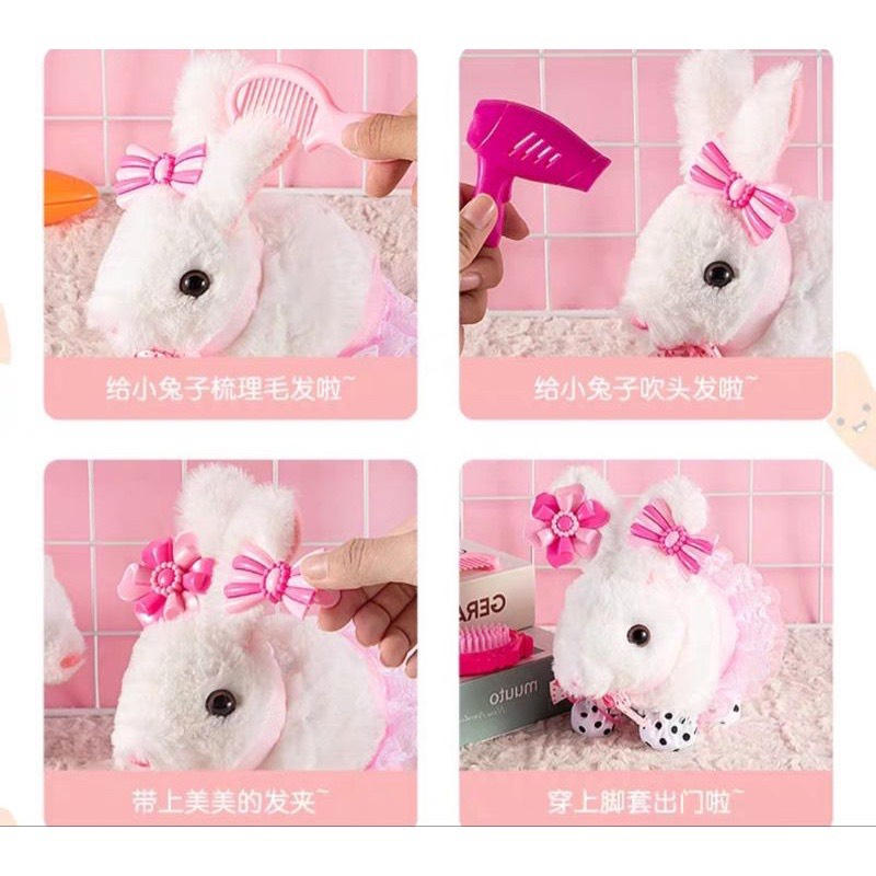 Đồ Chơi Chăm Sóc Thú Cưng, Lồng Thỏ Bông, Chó Bông Biết Đi Kêu, Vẫy Đuôi Kèm Phụ Kiện, Lồng Chó Bông Bống Shop 36