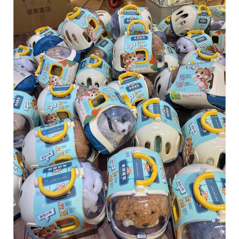 Đồ Chơi Chăm Sóc Thú Cưng, Lồng Thỏ Bông, Chó Bông Biết Đi Kêu, Vẫy Đuôi Kèm Phụ Kiện, Lồng Chó Bông Bống Shop 36