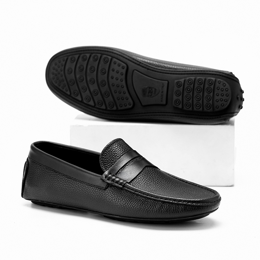 Giày da nam LEXSHOES giày mọi đế âm da bò cao cấp LS16 cao cấp bảo hành 2 năm