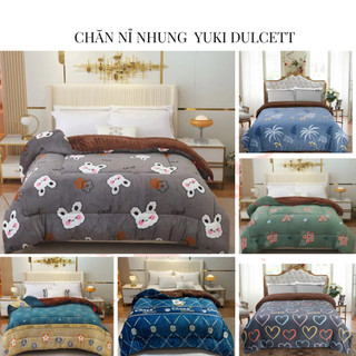 Chăn Nỉ Nhung Yuki lông thỏ cao cấp, cân nặng 3,7kg kích thước 2m3x2m, Nỉ nhung cực ấm, lông thỏ siêu mền k rụng lông.