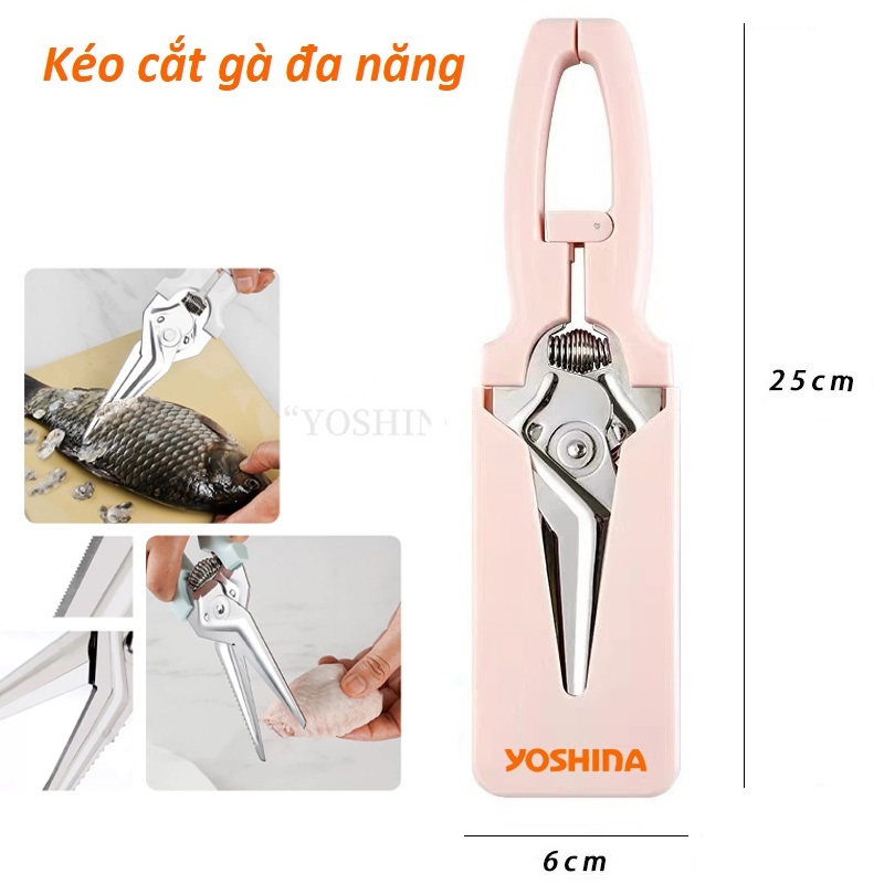 Kéo cắt gà, vịt cao cấp, tay cầm trợ lực công nghệ Đức, kéo bếp đa năng