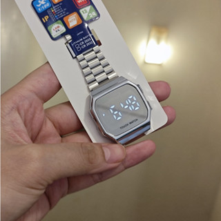 Đồng hồ nam, nữ Gozid Tráng gương LED cảm ứng cao cấp, dây thép sang trọng cho giới trẻ