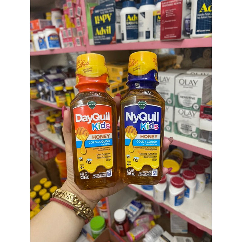 Dayquil nyquil severe cold flu siro mật ong giảm ho ban đêm cho bé