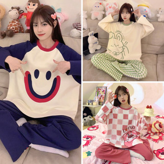 Bộ ngủ nữ cotton cao cấp, set bộ đồ mặc nhà thu đông len mỏng nhiều mẫu Hàn Quốc Her Vibe