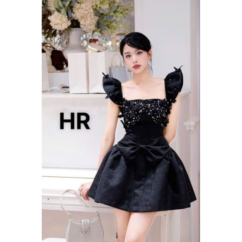 Váy Tafta Vân gỗ cánh tiên nơ eo 💯HÀNG THIẾT KẾ TẾT 2024 💖