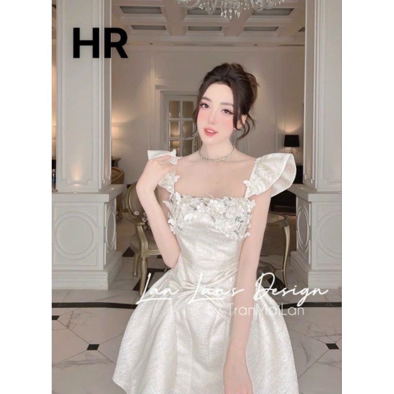 Váy Tafta Vân gỗ cánh tiên nơ eo 💯HÀNG THIẾT KẾ TẾT 2024 💖