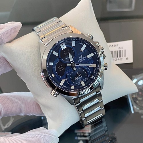 Đồng Hồ Năng Lượng Mặt Trời Nam Casio Edifice WATCHSTORE ECB-30D-2ADF, Mặt Kính Sapphire 48.7mm, Dây Kim Loại Cao Cấp