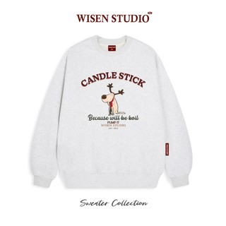 Áo sweater local brand WISEN nỉ bông dày form rộng oversize unisex mẫu Noel Candle Stick