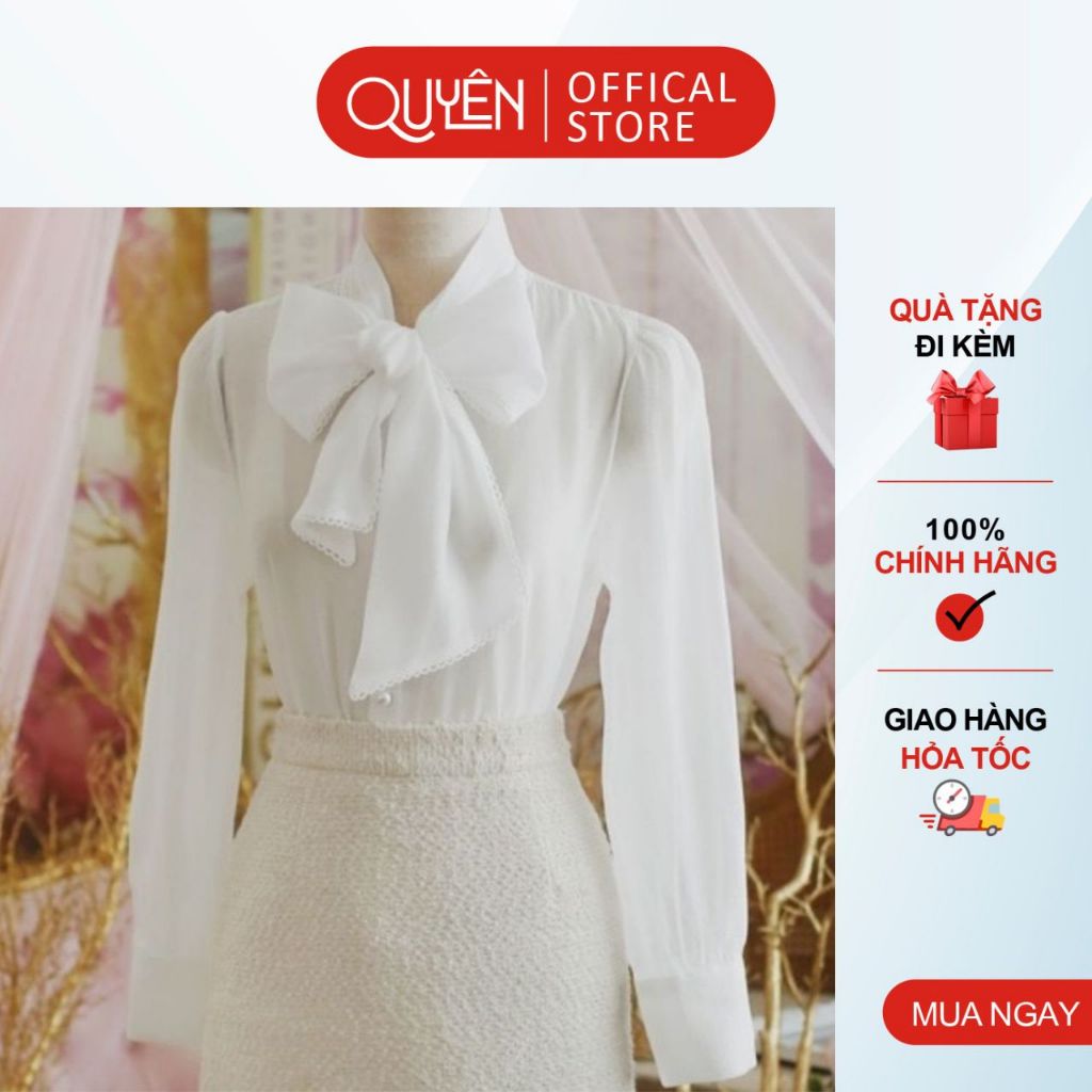 Áo Thời Trang Công Sở Nữ Cổ Nhật Thắt Nơ Trẻ Trung, Sơ Mi Trắng Basic Quyên Fashion AA509