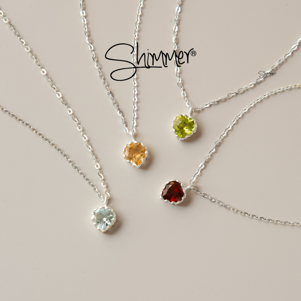 Dây Chuyền Bạc 925 Nữ SHIMMER SILVER - Love Stone Mặt Đá Thiên Nhiên Phong Thủy May Mắn