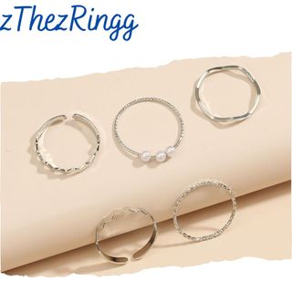Set 5 nhẫn đeo tay mạ bạc đơn giản thời trang cho nữ n13