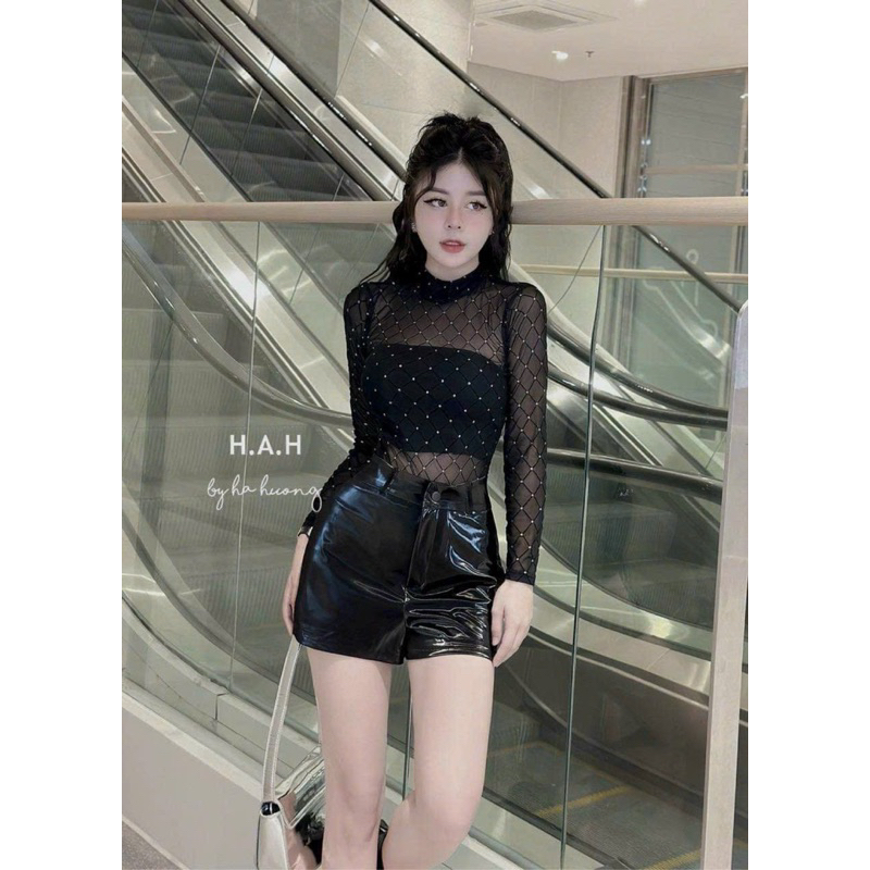 Bigsize - Áo Lưới Quả Trám Đính Đá Sexy 60kg/90kg
