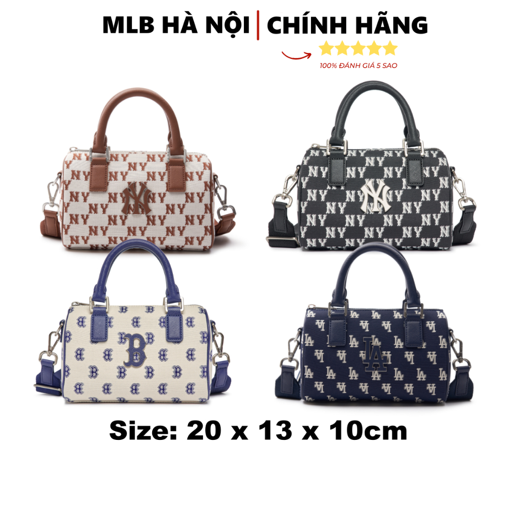 Túi Trống Đeo Chéo MLB Classic Monogram Jacquard Boston Bag S - Túi Xách MLB Nam Nữ Form Chữ Nhật Ch