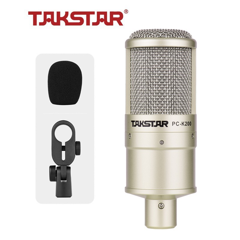 Bộ Soundcard C100, Micro TAKSTAR PC K200 kèm tai nghe chuyên Hỗ Trợ nguồn 48v Hát Autotune , Livestream , Thu Âm