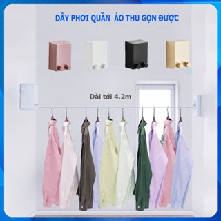  Dây phơi đồ dây treo quần áo thu gọn dài 4.2m dây treo rèm cửa sào phơi đồ đơn Dây treo quần minh kèm keo dán và ốc 