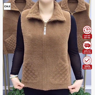 Áo Gile trung niên cao cấp,chất lông dày dặn Chiishop, áo khoác nữ mùa đông ấm áp - Quà tặng mẹ,tặng bà mã GL102