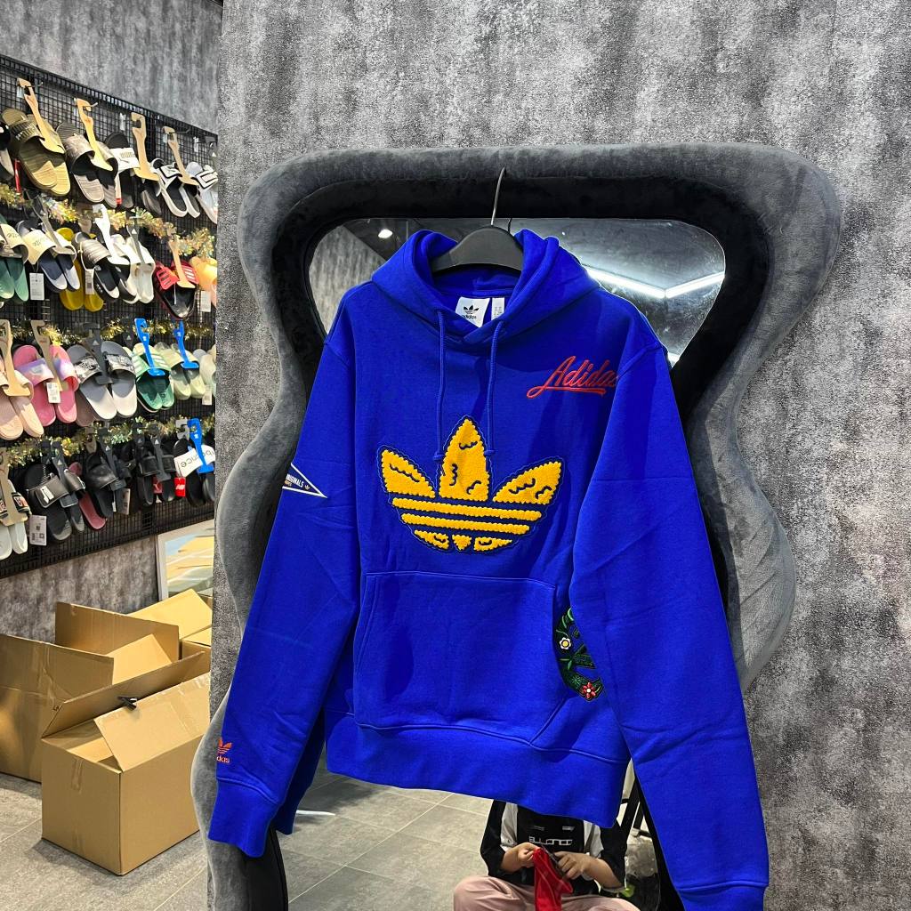 Áo Hoodie Chính Hãng Adidas COLLEGIATE BADGE Blue Shop Xám Store