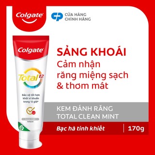[HB Gift] Kem đánh răng Colgate Total Clean Mint hương bạc hà bảo vệ toàn diện 12 giờ 170g