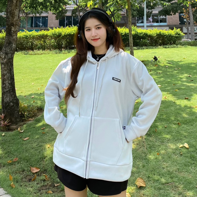Áo khoác khoá kéo Sallas gắn tag cao su - Sallas Hoodie Zip