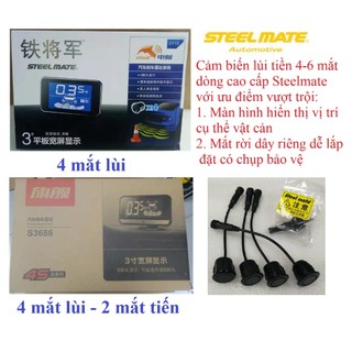 Cảm biến lùi tiến Steelmate 4 mắt 6 mắt màn LCD hiển thị vị trí vật cản cho xe hơi ô tô